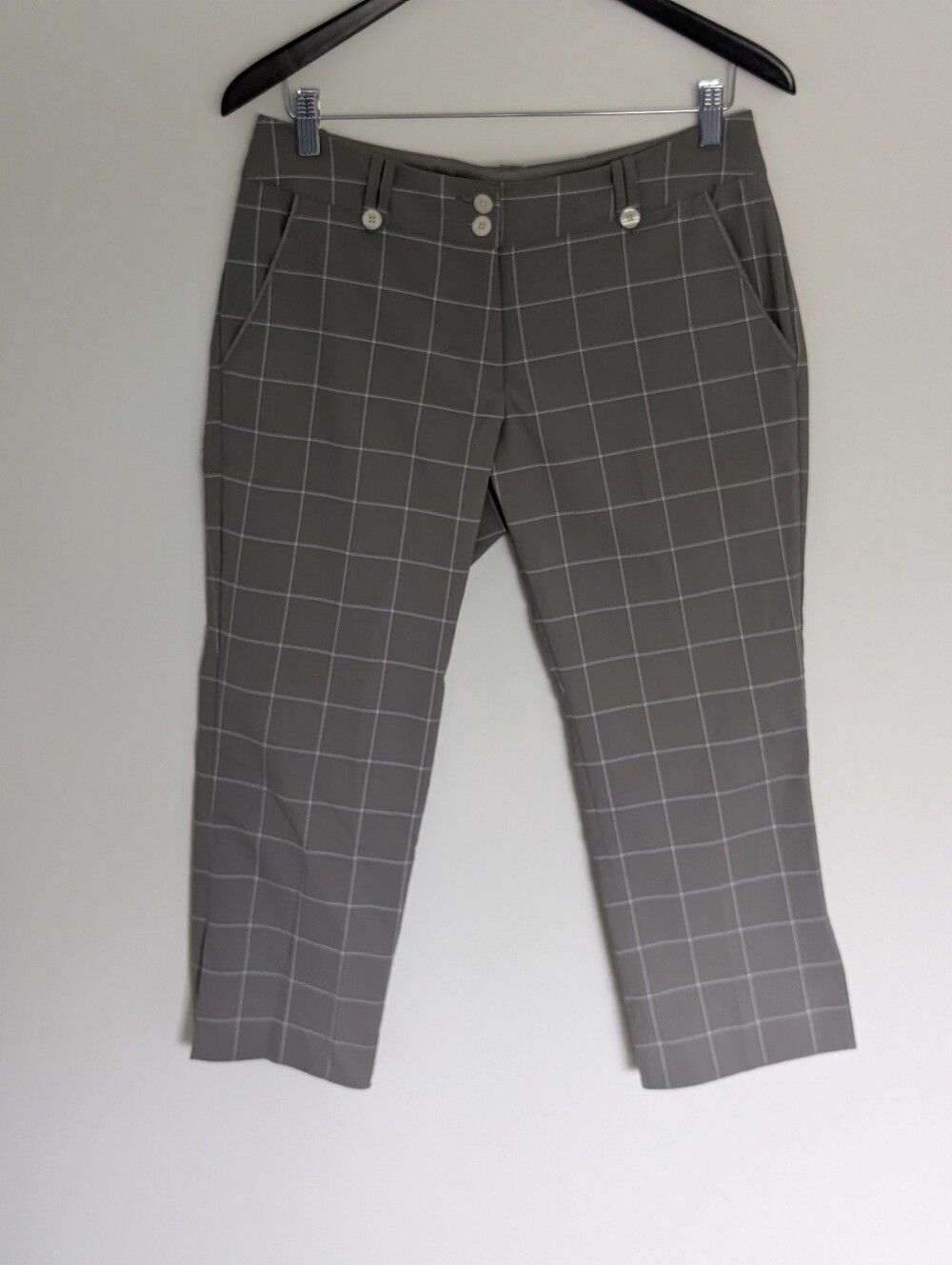 Nike Golf Dri-FIT Windowpane Grid Cropped Pants Grey - Women's 6